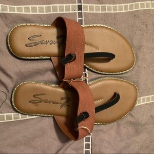 Brand new brown and black sandals